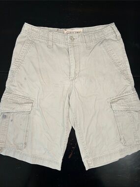 Vintage Y2K urban pipeline baggy 100% cotton khaki Cargo Shorts with Pockets